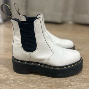 Doc Marten Quad Platform Chelsea Boot in white